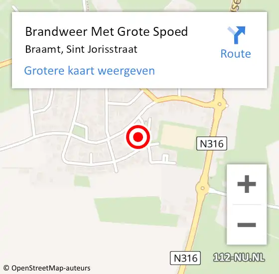 Locatie op kaart van de 112 melding: Brandweer Met Grote Spoed Naar Braamt, Sint Jorisstraat op 3 juli 2015 17:28