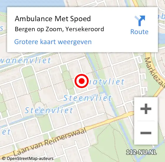 Locatie op kaart van de 112 melding: Ambulance Met Spoed Naar Bergen op Zoom, Yersekeroord op 3 juli 2015 17:32