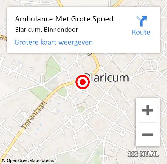 Locatie op kaart van de 112 melding: Ambulance Met Grote Spoed Naar Blaricum, Binnendoor op 3 juli 2015 17:48