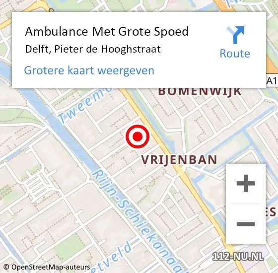 Locatie op kaart van de 112 melding: Ambulance Met Grote Spoed Naar Delft, Pieter de Hooghstraat op 3 juli 2015 18:20