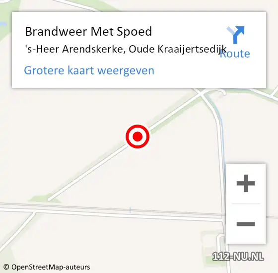 Locatie op kaart van de 112 melding: Brandweer Met Spoed Naar 's-Heer Arendskerke, Oude Kraaijertsedijk op 3 juli 2015 19:00