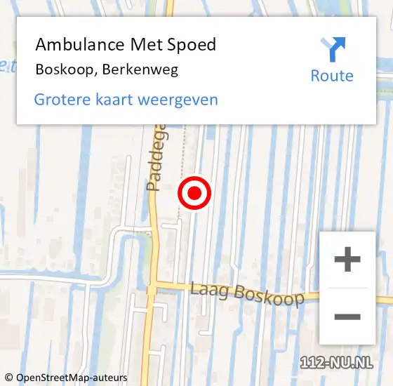 Locatie op kaart van de 112 melding: Ambulance Met Spoed Naar Boskoop, Berkenweg op 3 juli 2015 19:08