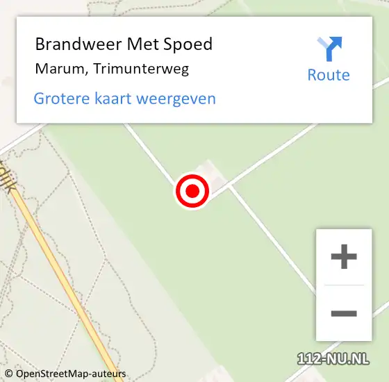 Locatie op kaart van de 112 melding: Brandweer Met Spoed Naar Marum, Trimunterweg op 3 juli 2015 19:18