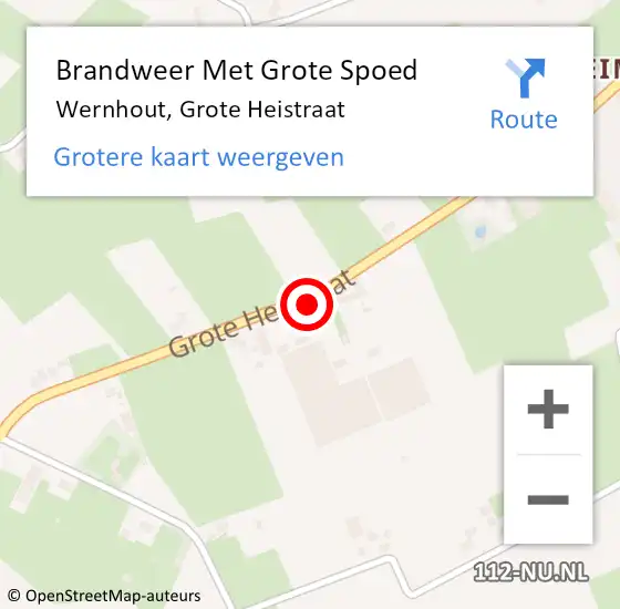 Locatie op kaart van de 112 melding: Brandweer Met Grote Spoed Naar Wernhout, Grote Heistraat op 3 juli 2015 19:52