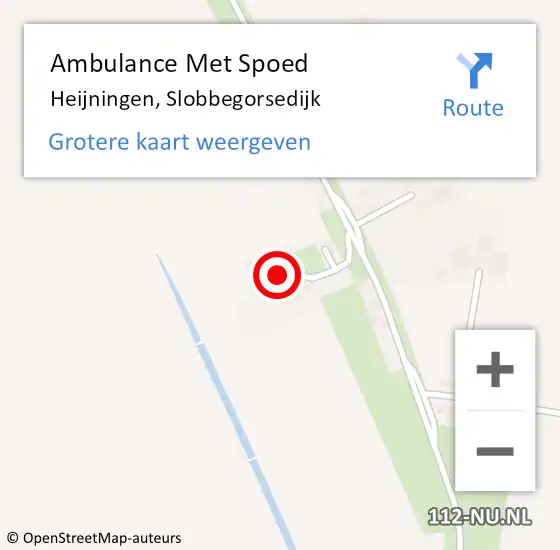 Locatie op kaart van de 112 melding: Ambulance Met Spoed Naar Heijningen, Slobbegorsedijk op 3 juli 2015 19:57