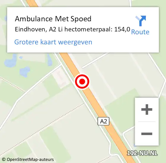Locatie op kaart van de 112 melding: Ambulance Met Spoed Naar Bruchem, A2 L op 3 juli 2015 19:59