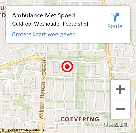 Locatie op kaart van de 112 melding: Ambulance Met Spoed Naar Geldrop, Wethouder Peetershof op 3 juli 2015 20:15