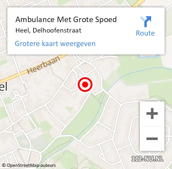 Locatie op kaart van de 112 melding: Ambulance Met Grote Spoed Naar Heel, Delhoofenstraat op 3 juli 2015 20:41