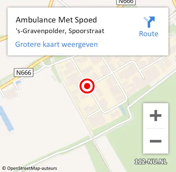 Locatie op kaart van de 112 melding: Ambulance Met Spoed Naar 's-Gravenpolder, Spoorstraat op 3 juli 2015 21:45