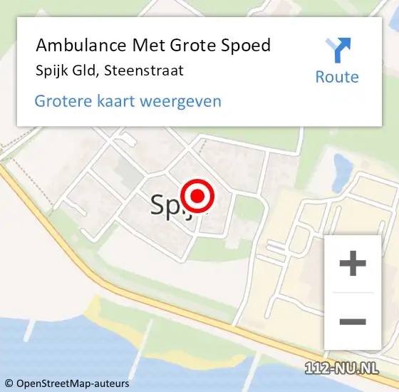 Locatie op kaart van de 112 melding: Ambulance Met Grote Spoed Naar Spijk Gld, Steenstraat op 3 juli 2015 21:54