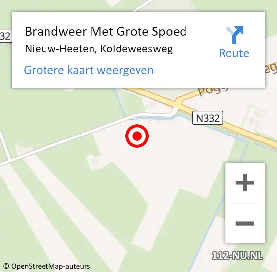 Locatie op kaart van de 112 melding: Brandweer Met Grote Spoed Naar Nieuw-Heeten, Koldeweesweg op 3 juli 2015 22:08