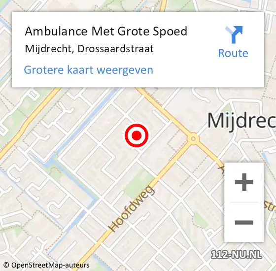 Locatie op kaart van de 112 melding: Ambulance Met Grote Spoed Naar Mijdrecht, Drossaardstraat op 3 juli 2015 22:15