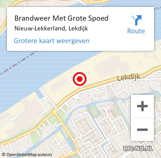 Locatie op kaart van de 112 melding: Brandweer Met Grote Spoed Naar Nieuw-Lekkerland, Lekdijk op 3 juli 2015 22:21