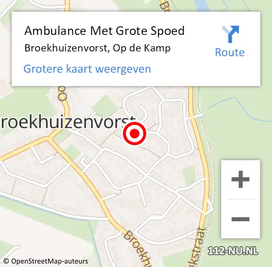 Locatie op kaart van de 112 melding: Ambulance Met Grote Spoed Naar Broekhuizenvorst, Op de Kamp op 3 juli 2015 22:31