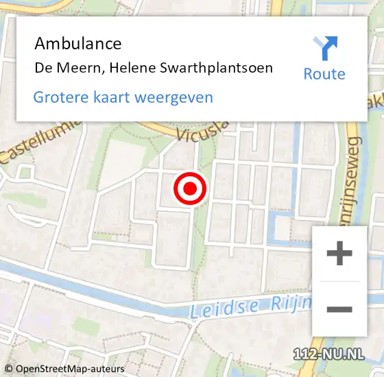 Locatie op kaart van de 112 melding: Ambulance De Meern, Helene Swarthplantsoen op 13 november 2013 01:28