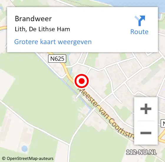 Locatie op kaart van de 112 melding: Brandweer Lith, De Lithse Ham op 3 juli 2015 23:19