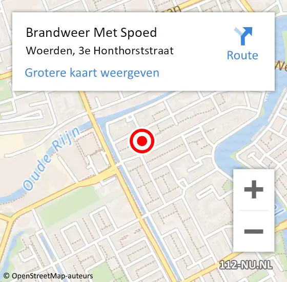 Locatie op kaart van de 112 melding: Brandweer Met Spoed Naar Woerden, 3e Honthorststraat op 3 juli 2015 23:33