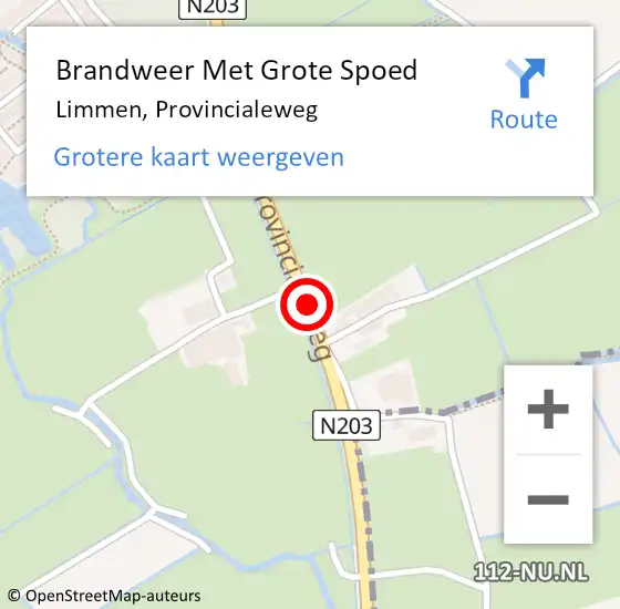 Locatie op kaart van de 112 melding: Brandweer Met Grote Spoed Naar Limmen, Provincialeweg op 3 juli 2015 23:57