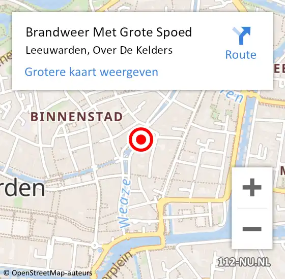 Locatie op kaart van de 112 melding: Brandweer Met Grote Spoed Naar Leeuwarden, Over De Kelders op 4 juli 2015 00:47