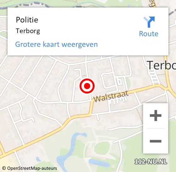 Locatie op kaart van de 112 melding: Politie Terborg op 4 juli 2015 00:50