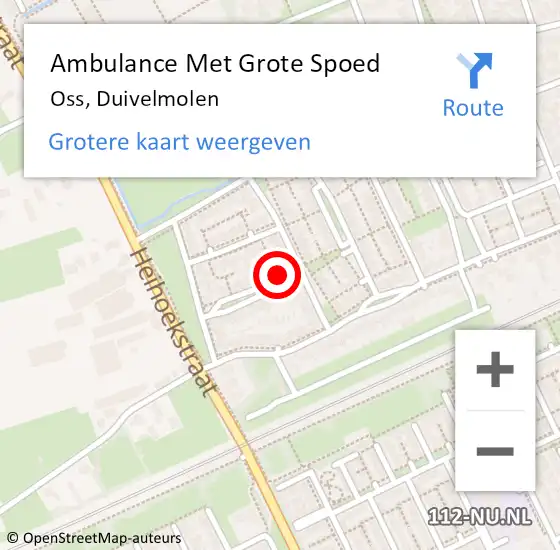 Locatie op kaart van de 112 melding: Ambulance Met Grote Spoed Naar Oss, Duivelmolen op 4 juli 2015 01:26