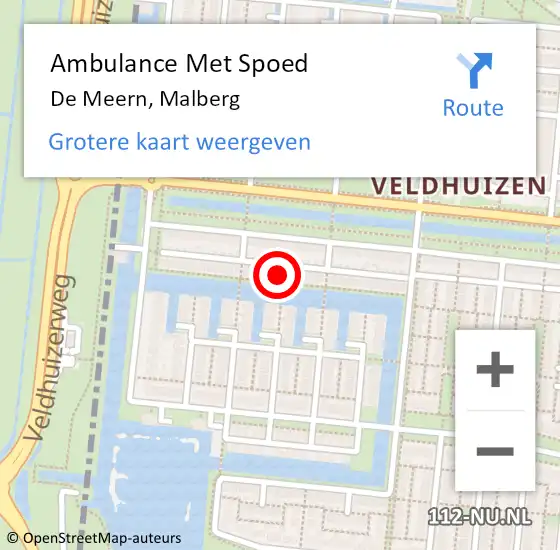 Locatie op kaart van de 112 melding: Ambulance Met Spoed Naar De Meern, Malberg op 4 juli 2015 01:54