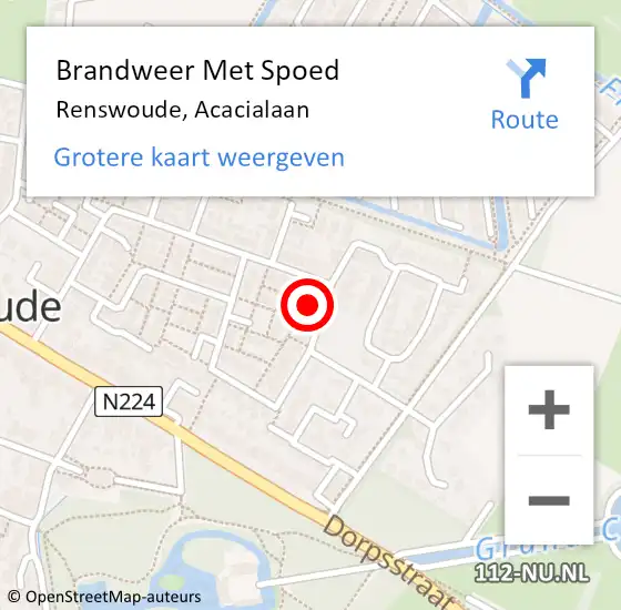 Locatie op kaart van de 112 melding: Brandweer Met Spoed Naar Renswoude, Acacialaan op 4 juli 2015 02:45