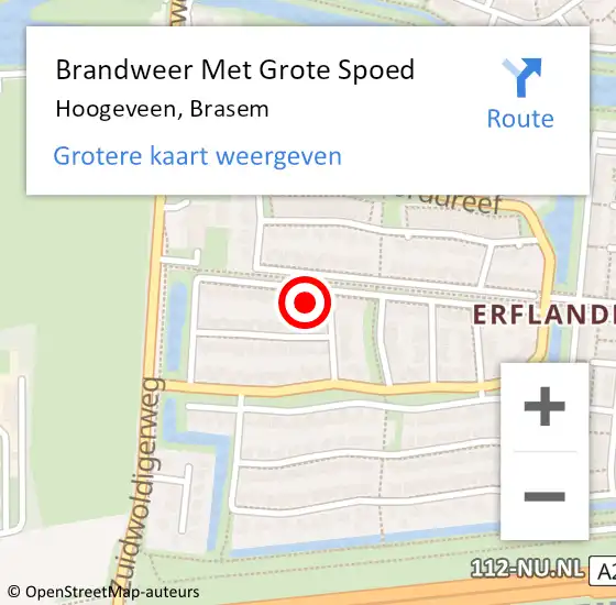 Locatie op kaart van de 112 melding: Brandweer Met Grote Spoed Naar Hoogeveen, Brasem op 4 juli 2015 03:04