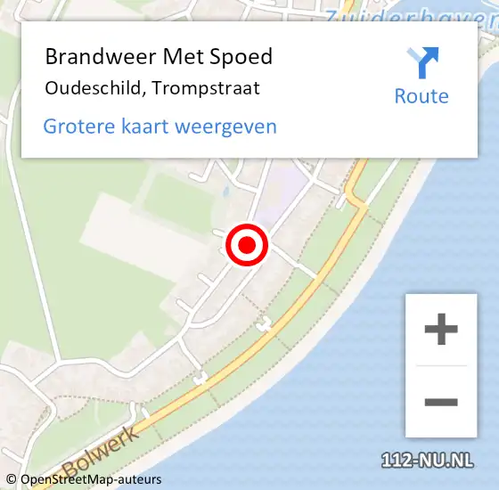 Locatie op kaart van de 112 melding: Brandweer Met Spoed Naar Oudeschild, Trompstraat op 4 juli 2015 03:39