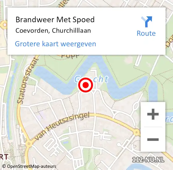 Locatie op kaart van de 112 melding: Brandweer Met Spoed Naar Coevorden, Churchilllaan op 4 juli 2015 03:50