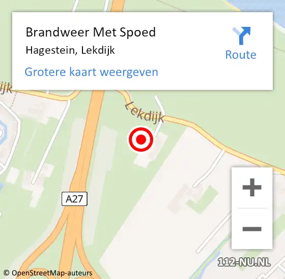 Locatie op kaart van de 112 melding: Brandweer Met Spoed Naar Hagestein, Lekdijk op 4 juli 2015 03:52