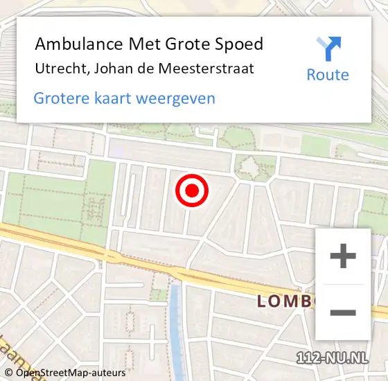 Locatie op kaart van de 112 melding: Ambulance Met Grote Spoed Naar Utrecht, Johan de Meesterstraat op 4 juli 2015 04:00