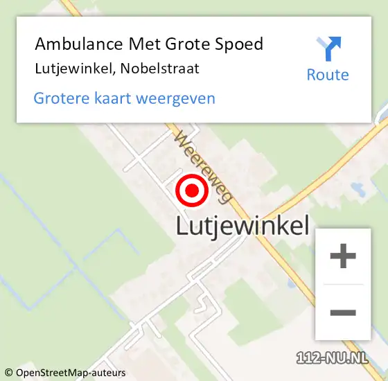 Locatie op kaart van de 112 melding: Ambulance Met Grote Spoed Naar Lutjewinkel, Nobelstraat op 13 november 2013 02:25