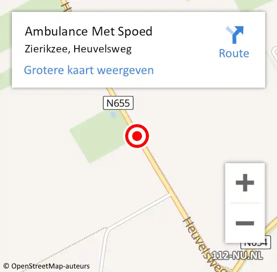 Locatie op kaart van de 112 melding: Ambulance Met Spoed Naar Zierikzee, Heuvelsweg op 4 juli 2015 04:57