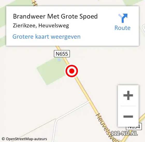 Locatie op kaart van de 112 melding: Brandweer Met Grote Spoed Naar Zierikzee, Heuvelsweg op 4 juli 2015 04:59