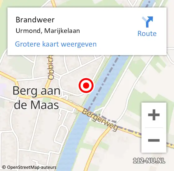 Locatie op kaart van de 112 melding: Brandweer Urmond, Marijkelaan op 13 november 2013 02:30