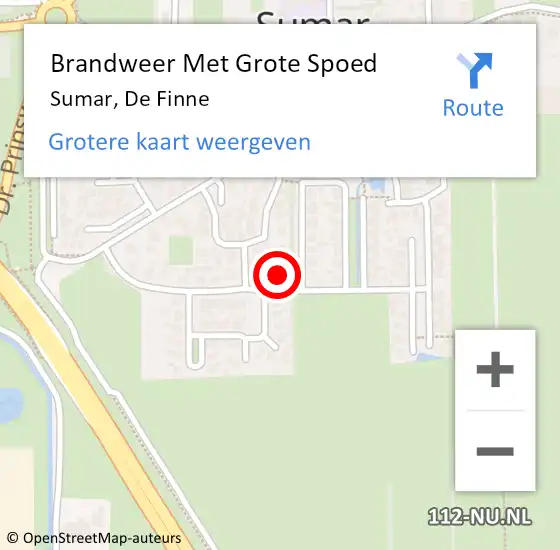 Locatie op kaart van de 112 melding: Brandweer Met Grote Spoed Naar Sumar, De Finne op 4 juli 2015 06:06