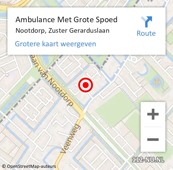 Locatie op kaart van de 112 melding: Ambulance Met Grote Spoed Naar Nootdorp, Zuster Gerarduslaan op 4 juli 2015 07:34