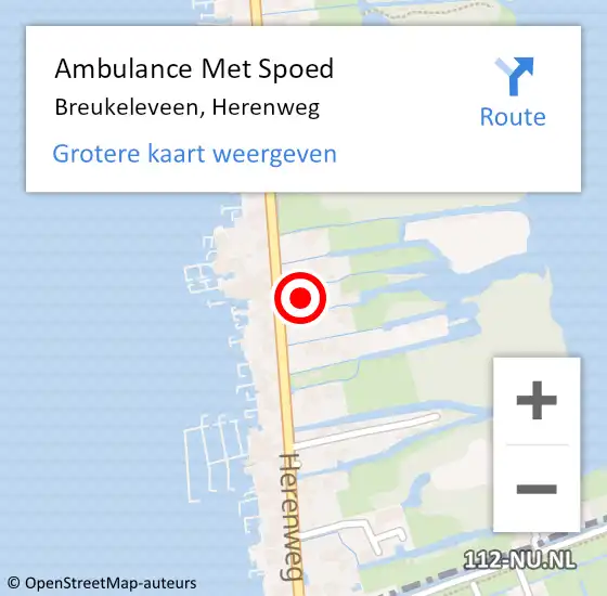 Locatie op kaart van de 112 melding: Ambulance Met Spoed Naar Breukeleveen, Herenweg op 4 juli 2015 08:05