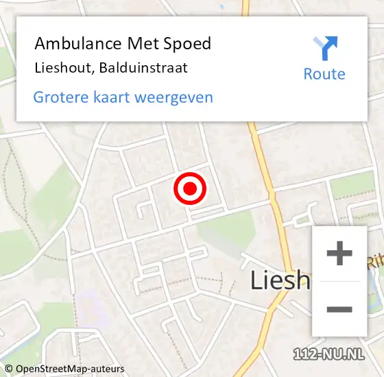 Locatie op kaart van de 112 melding: Ambulance Met Spoed Naar Lieshout, Balduinstraat op 4 juli 2015 08:50