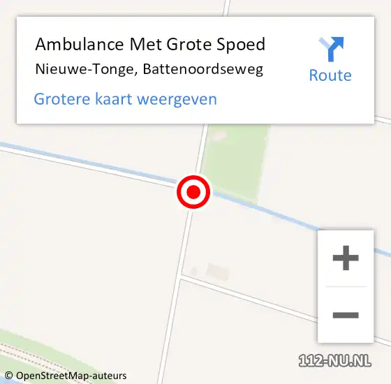 Locatie op kaart van de 112 melding: Ambulance Met Grote Spoed Naar Nieuwe-Tonge, Battenoordseweg op 4 juli 2015 09:04