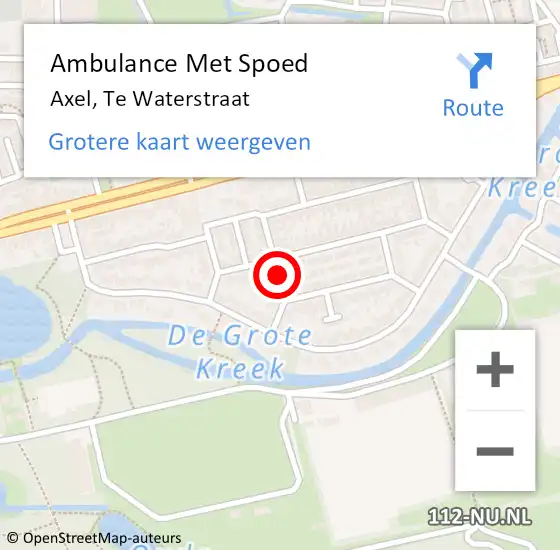 Locatie op kaart van de 112 melding: Ambulance Met Spoed Naar Axel, Te Waterstraat op 4 juli 2015 10:39