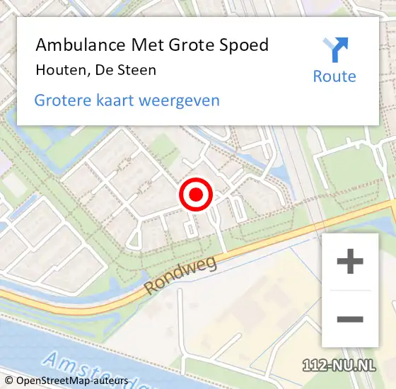 Locatie op kaart van de 112 melding: Ambulance Met Grote Spoed Naar Houten, De Steen op 4 juli 2015 11:38