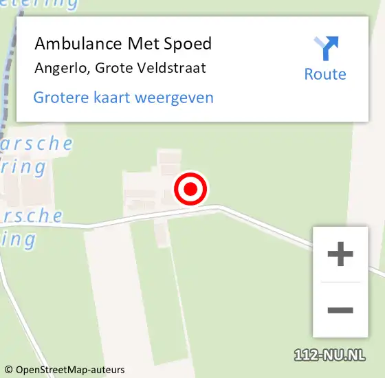 Locatie op kaart van de 112 melding: Ambulance Met Spoed Naar Angerlo, Grote Veldstraat op 4 juli 2015 11:39