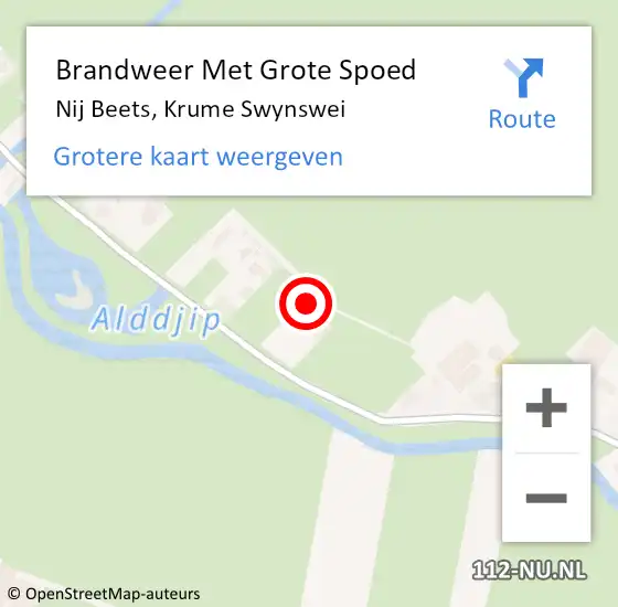 Locatie op kaart van de 112 melding: Brandweer Met Grote Spoed Naar Nij Beets, Krume Swynswei op 4 juli 2015 11:44