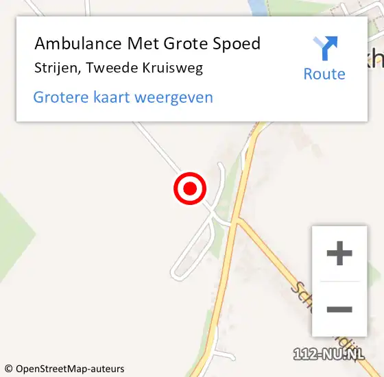 Locatie op kaart van de 112 melding: Ambulance Met Grote Spoed Naar Strijen, Tweede Kruisweg op 4 juli 2015 12:10