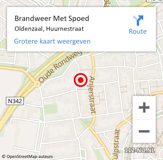 Locatie op kaart van de 112 melding: Brandweer Met Spoed Naar Oldenzaal, Huurnestraat op 4 juli 2015 12:29