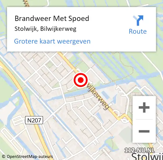 Locatie op kaart van de 112 melding: Brandweer Met Spoed Naar Stolwijk, Bilwijkerweg op 4 juli 2015 13:08