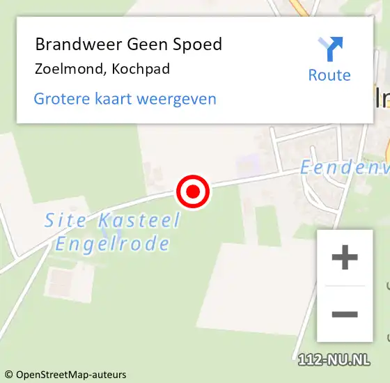 Locatie op kaart van de 112 melding: Brandweer Geen Spoed Naar Zoelmond, Kochpad op 4 juli 2015 13:22