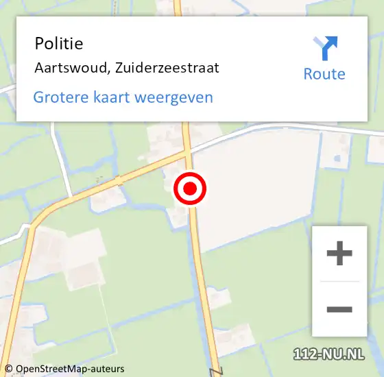 Locatie op kaart van de 112 melding: Politie Aartswoud, Zuiderzeestraat op 4 juli 2015 13:31